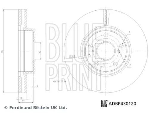 2x BLUE Print Front Internally Vented Brake Discs For Toyota Hilux