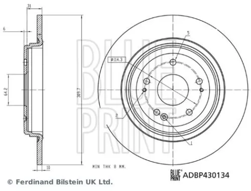 2x BLUE Print Rear Solid Brake Discs For Honda Cr-v