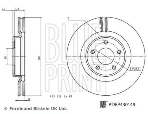 BLUE PRINT BLUE PRINT ADBP430149 2x BLUE Print Front Internally Vented Brake Discs For Infiniti Nissan Q50 Q60 Qx50 S 