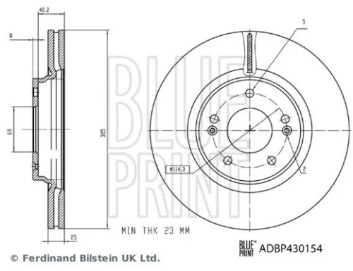 BLUE PRINT BLUE PRINT ADBP430154 2x BLUE Print Front Internally Vented Brake Discs For Hyundai Sonata 