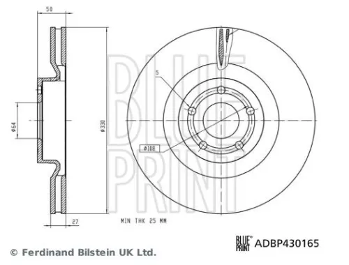 2x BLUE Print Front Vented Brake Discs For Ford Focus Kuga