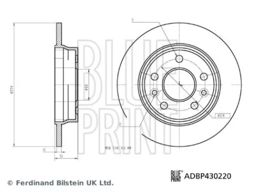 2x BLUE Print Rear Solid Brake Discs For Renault Kangoo