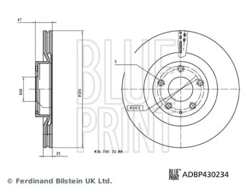 BLUE PRINT BLUE PRINT ADBP430234 2x BLUE Print Front Internally Vented Brake Discs For Mazda Mx-30 