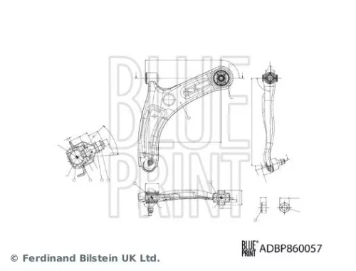BLUE PRINT BLUE PRINT ADBP860057 Blue Print Front Left Lower Control Trailing Arm For Hyundai I20 I20 Active 