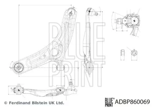 BLUE PRINT BLUE PRINT ADBP860069 Blue Print Front Left Control Trailing Arm For Hyundai Kia Ix20 Venga 