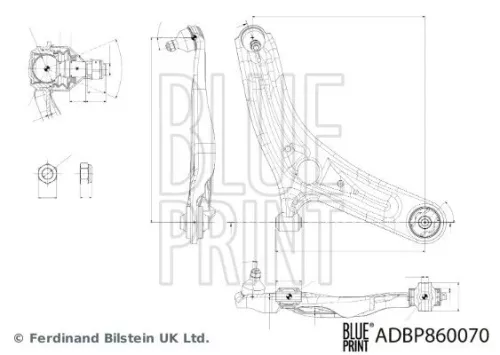 BLUE PRINT BLUE PRINT ADBP860070 Blue Print Front Right Control Trailing Arm For Hyundai Kia Ix20 Venga 