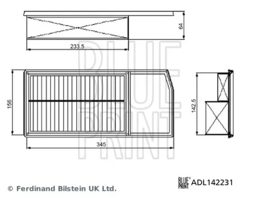 BLUE PRINT BLUE PRINT ADL142231 Blue Print Air Filter For Citroën Fiat Opel Peugeot Vauxhall 500l 500x Bipper Bi 