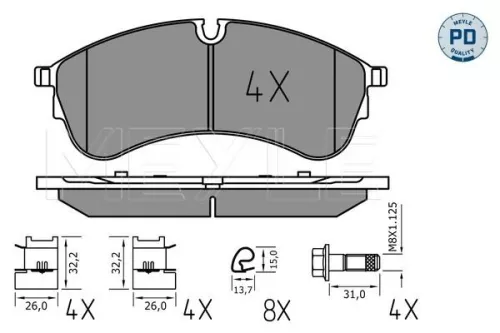 MEYLE MEYLE 025 221 7821/PD Meyle Pd Front Brake Pads Set For Man Vw Crafter Grand California Tge 