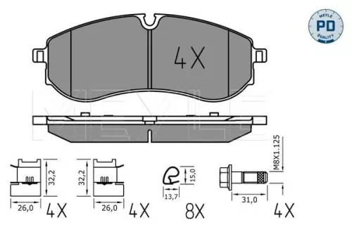 MEYLE MEYLE 025 224 9220/PD Meyle Pd Rear Brake Pads Set For Man Vw Crafter Grand California Tge 