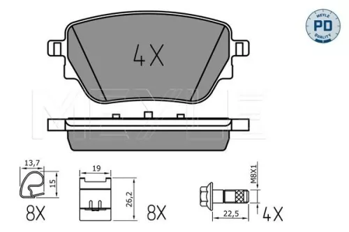 MEYLE MEYLE 025 229 8617/PD Meyle Pd Rear Brake Pads Set For Mercedes A-class B-class Cla Gla Glb 