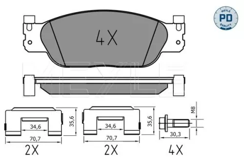 Meyle Pd Front Brake Pads Set For Jaguar S-type