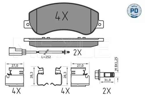 MEYLE MEYLE 025 244 8419/PD Meyle Pd Front Brake Pads Set For Ford Transit Transit Tourneo 