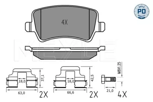 MEYLE MEYLE 025 244 9617/PD Meyle Pd Rear Brake Pads Set For Ford Volvo Galaxy S-max S60 S80 V60 V70 Xc70 