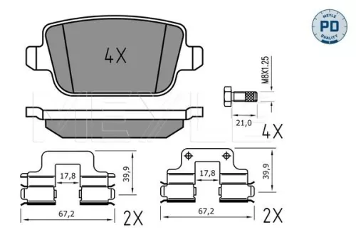 MEYLE MEYLE 025 245 3716/PD Meyle Pd Rear Brake Pads Set For Land Rover Volvo Freelander 2 S80 