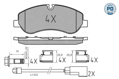 MEYLE MEYLE 025 256 0217/PD Meyle Pd Front Brake Pads Set For Ford Tourneo Custom Transit Transit Custom 