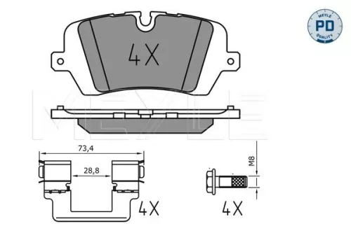 MEYLE MEYLE 025 257 2016/PD Meyle Pd Rear Brake Pads Set For Land Rover Defender Discovery Range Rover Range 