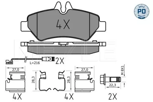 MEYLE MEYLE 025 291 9019/PD Meyle Pd Rear Brake Pads Set For Mercedes Vw Crafter 30-35 Crafter 30-50 Sprinte 