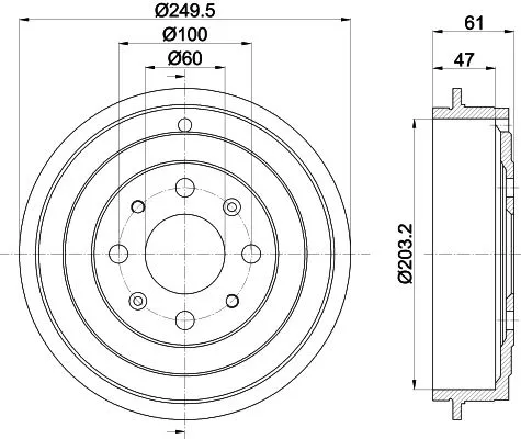 Mintex Rear Brake Drum For Citroën Peugeot Bipper Bipper Tepee Nemo