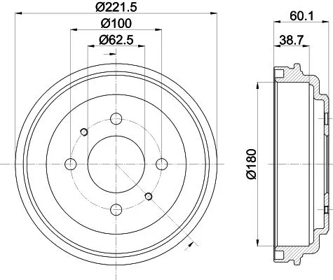 Mintex Rear Brake Drum For Hyundai Atos