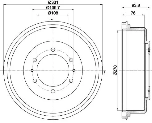 Mintex Rear Brake Drum For Mitsubishi L200 Pajero Sport