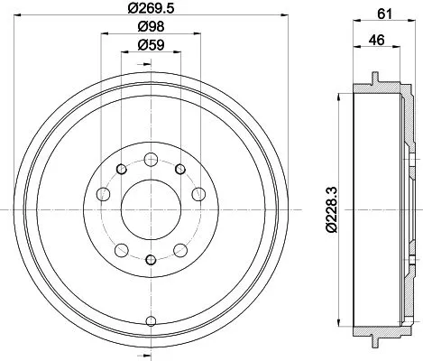 Mintex Rear Brake Drum For Fiat Opel Vauxhall 500l Combo Doblo