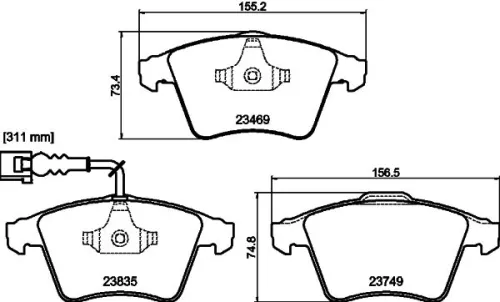 Mintex Front Brake Pads Set For Vw Touareg