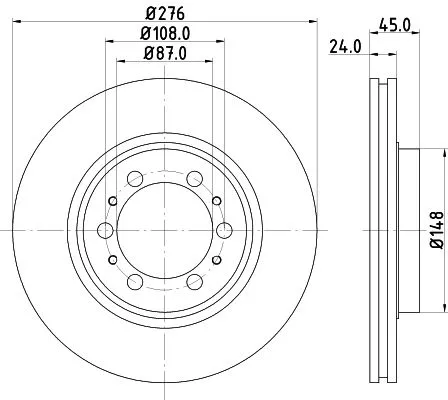 2x Mintex Front Vented Brake Discs Pair For Great Wall Mitsubishi L200 Pajero Pa