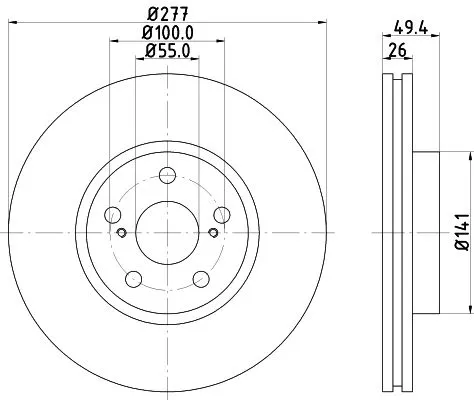 2x Mintex Front Vented Brake Discs Pair For Toyota Avensis