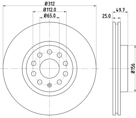 2x Mintex Front Vented Brake Discs Pair For Audi Audi (Faw) Cupra Ford Seat Skod