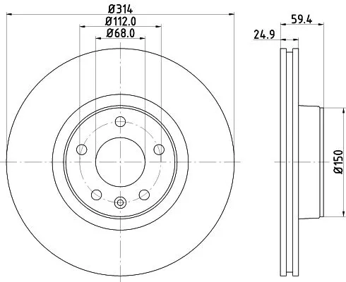 2x Mintex Front Vented Brake Discs Pair For Audi A6