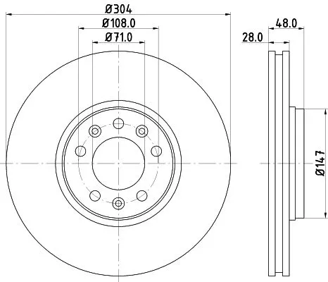 2x Mintex Front Vented Brake Discs Pair For Citroën Fiat Peugeot Toyota 407 C5 E