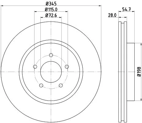 MINTEX MINTEX MDC1928 2x Mintex Front Vented Brake Discs Pair For Chrysler Dodge Lancia 300c Challenge 