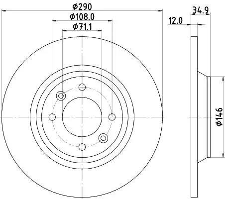 2x Mintex Rear Solid Brake Discs Pair For Citroën Ds Ds (Capsa) Peugeot 3008 308