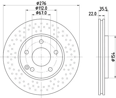 2x Mintex Front Perforated Brake Discs Pair For Mercedes-benz A-class