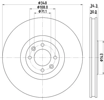2x Mintex Front Vented Brake Discs Pair For Citroën Ds Ds (Capsa) Peugeot 308 30