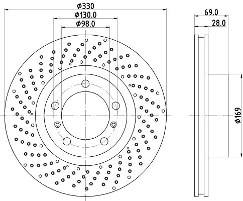 2x Mintex Front Left Perforated Brake Discs Pair For Porsche 718 Boxster 718 Cay