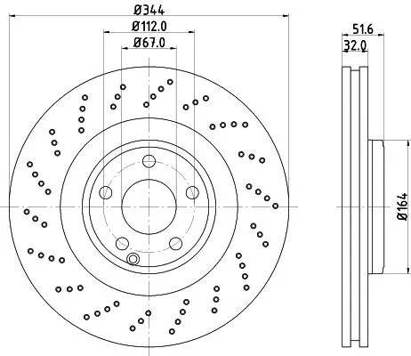 2x Mintex Front Perforated Brake Discs Pair For Mercedes-benz Cls