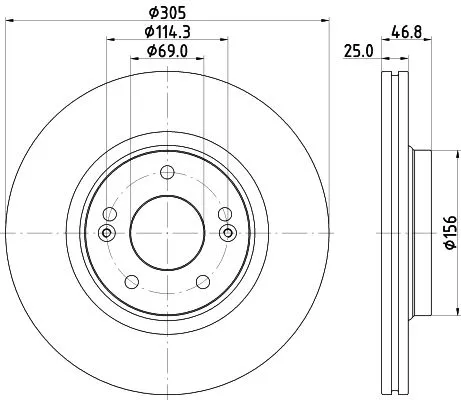 2x Mintex Front Vented Brake Discs Pair For Hyundai Hyundai (Beijing) Kia Ceed C