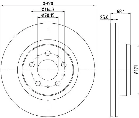 2x Mintex Front Vented Brake Discs Pair For Tesla Model 3