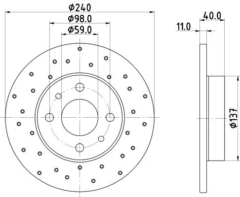 2x Mintex Rear Solid Brake Discs Pair For Abarth 500 / 595 / 695 500c / 595c / 6