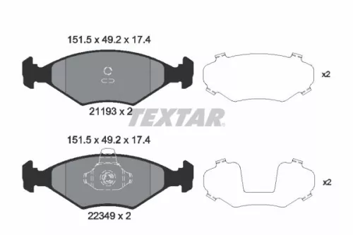 Textar Front Brake Pads Set For Fiat Palio