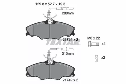 Textar Front Brake Pads Set For Peugeot 406