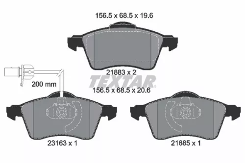 Textar Front Brake Pads Set For Vw California Kombi Transporter