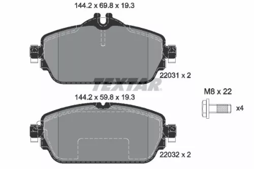 TEXTAR TEXTAR 2203102 Textar Front Brake Pads Set For Mercedes Mercedes (Bbdc) C-class E-class Gla Gla 