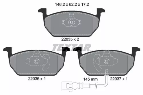 Textar Front Brake Pads Set For Audi Seat Skoda Vw Vw (Svw) A3 Golf Golf Alltrac