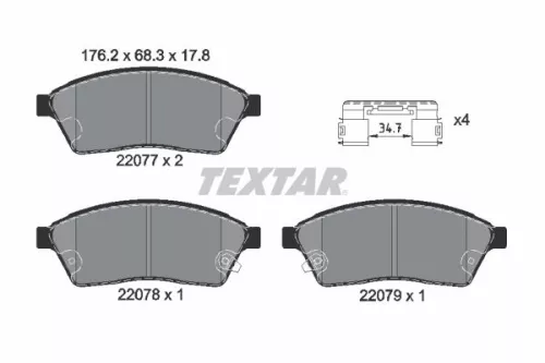 Textar Front Brake Pads Set For Cadillac Saab 9-4x Srx