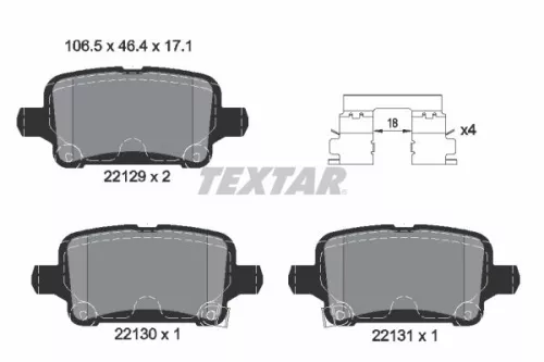 Textar Rear Brake Pads Set For Buick (Sgm) Chevrolet Chevrolet (Sgm) Holden Opel