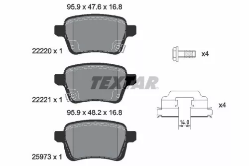 Textar Rear Brake Pads Set For Opel Vauxhall Adam Corsa Corsavan