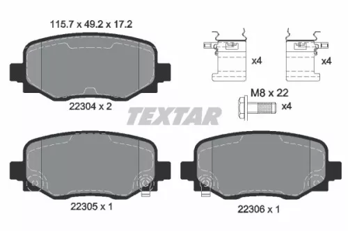 Textar Rear Brake Pads Set For Abarth Alfa Romeo Fiat Jeep Jeep (Gac Fca) Ram 50