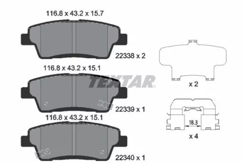 Textar Rear Brake Pads Set For Genesis Hyundai Kia G80 Genesis K9 Quoris